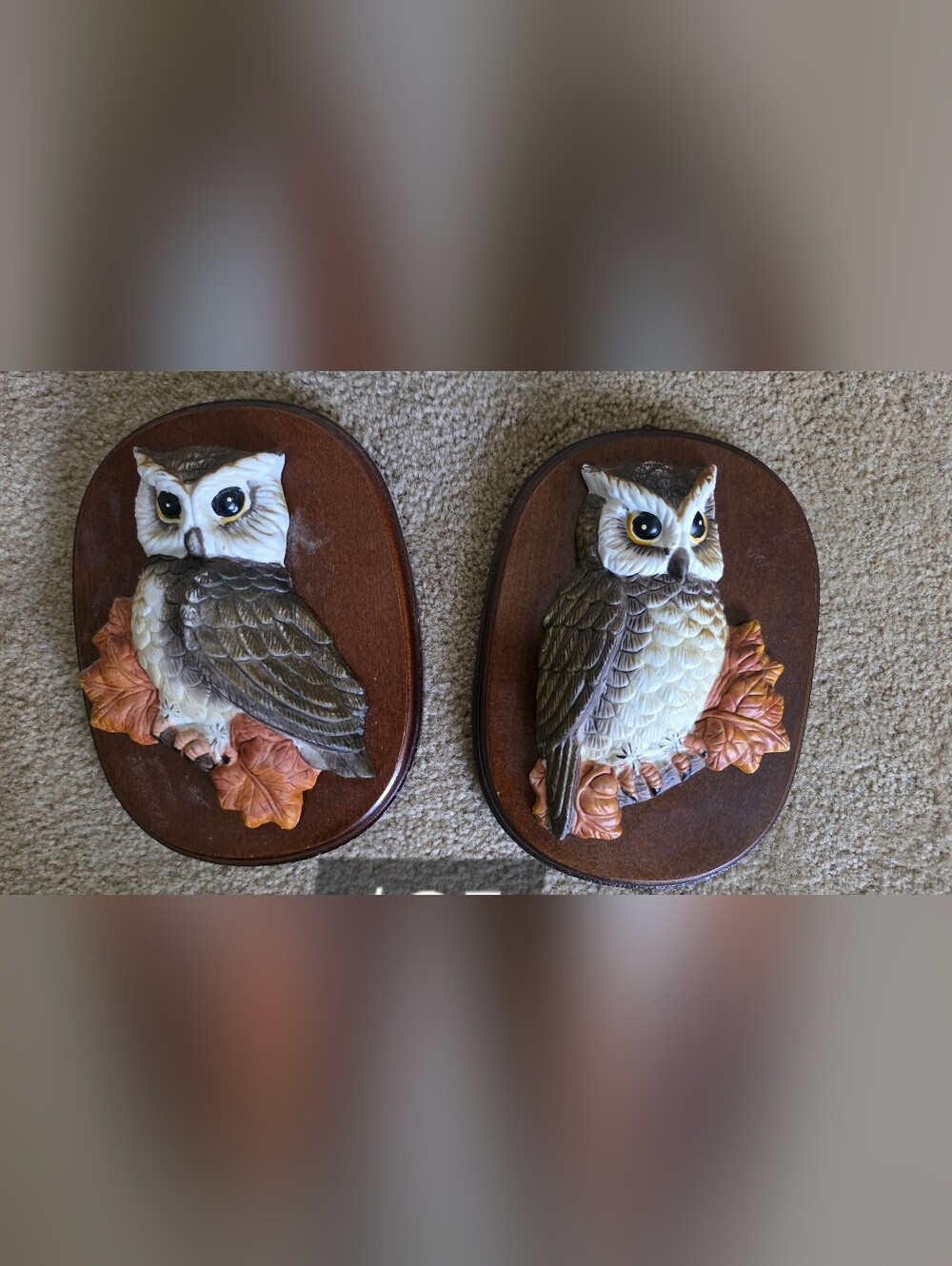 Vintage Mid-Century Modern 3D ceramic and wood owl Decor | Guc